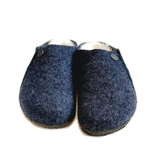 Birkenstock Zermatt Shearling Lined Slide Slippers Kids Size L2 EU33 Dark Blue - Picture 6 of 9